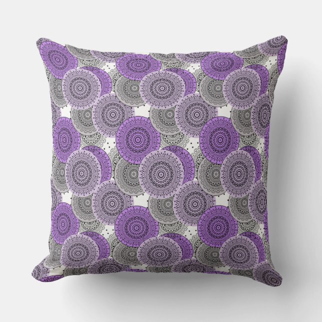 Pink purple pattern arabic mandala oriental style cushion (Front)