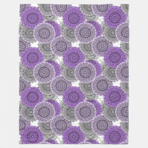 Pink purple pattern arabic mandala oriental style fleece blanket