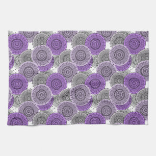 Pink purple pattern arabic mandala oriental style tea towel