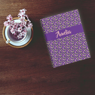 Pink purple pattern watercolor flower notebook