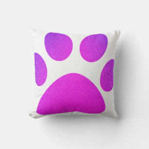 Pink Purple Paw Print Glittery Ombre Gift 2023 Cushion
