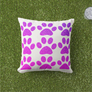 Pink Purple Paw Print Glittery Ombre Gift Favour Cushion