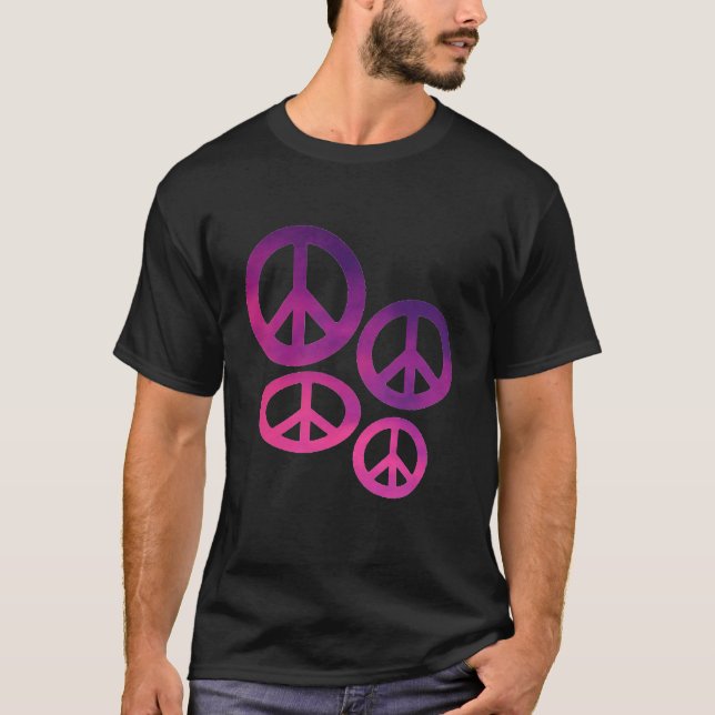 Pink & Purple Peace Signs T-Shirt (Front)