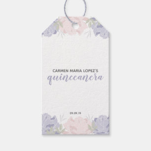 Pink & Purple Peonies Quinceanera Party Gift Tags