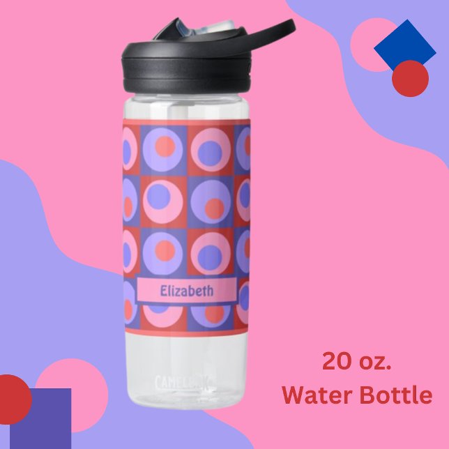 Pink Purple Personalized Dot Square Theme  Water Bottle (Creator Uploaded)
