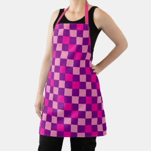Pink Purple Pink Chequered Pattern Design  Apron