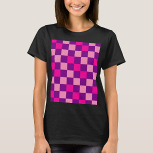 Pink Purple Pink Chequered Pattern Design  T-Shirt