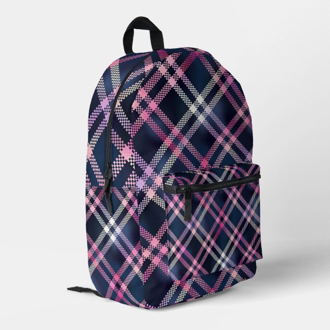 Pink & Purple Plaid Backpack (Back Corner Left)