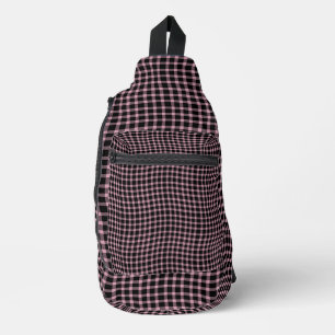 Pink Purple Plaid Chequered Seamless Pattern Sling Bag