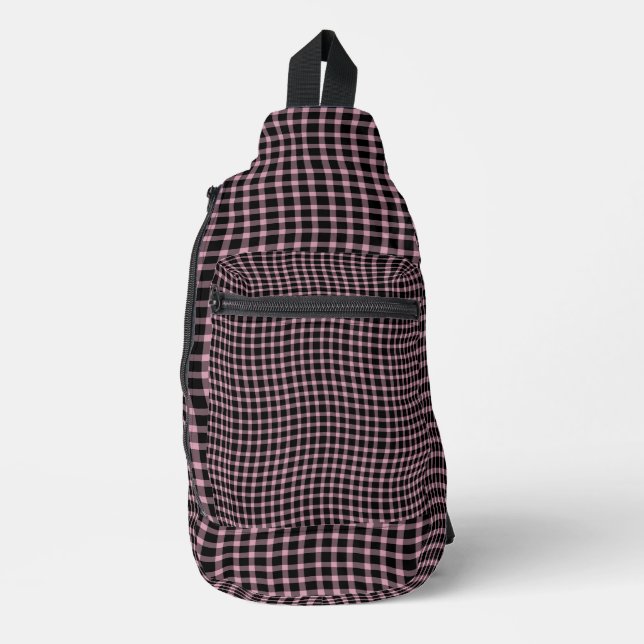 Pink Purple Plaid Chequered Seamless Pattern Sling Bag (Front)