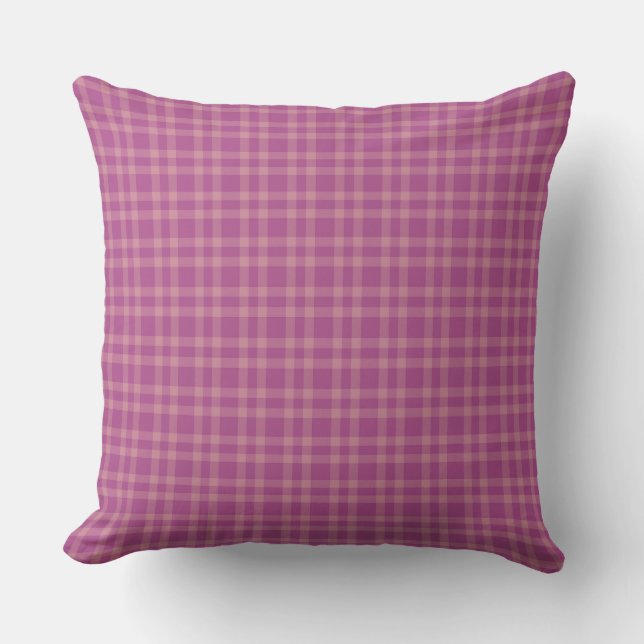 Pink Purple Plaid Pattern Cushion (Front)