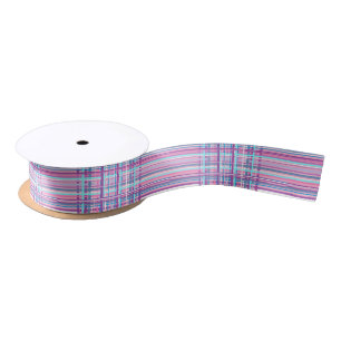 pink purple plaid ribbon satin ribbon