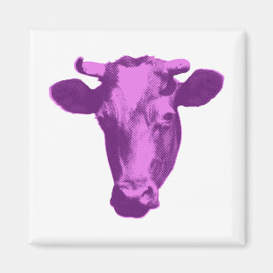 Pink & Purple Pop Art Cow Magnet