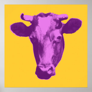 Pink & Purple Pop Art Cow Poster