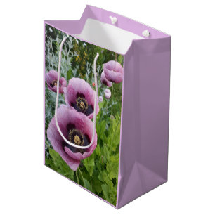 Pink Purple Poppies Mauve Purple Watercolor Medium Gift Bag