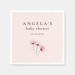 Pink & Purple Poppy Floral Baby Shower Napkin