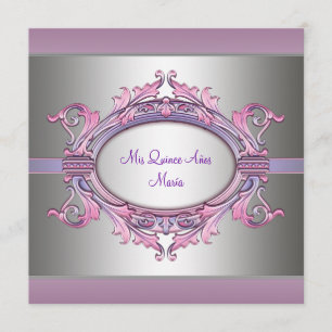 Pink Purple Quinceanera Invitation