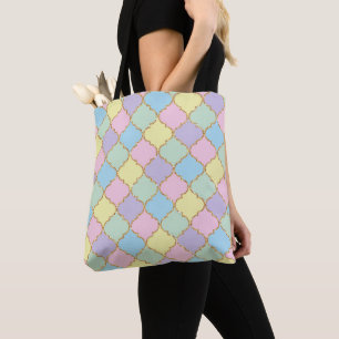Pink Purple Rainbow Colours Gold Glitter Modern Tote Bag