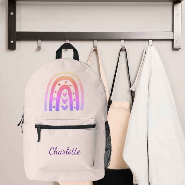 Pink purple rainbow girl printed backpack (Creator Uploaded)