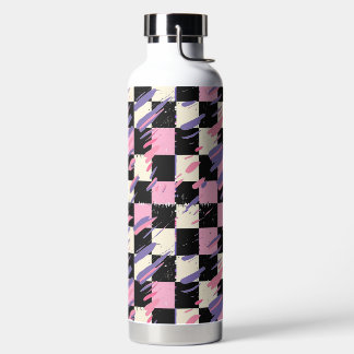 Pink & Purple Retro Chequered Bottle or Tumbler