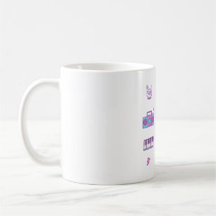 Pink Purple Retro Music Icons Doodle Pattern Coffee Mug