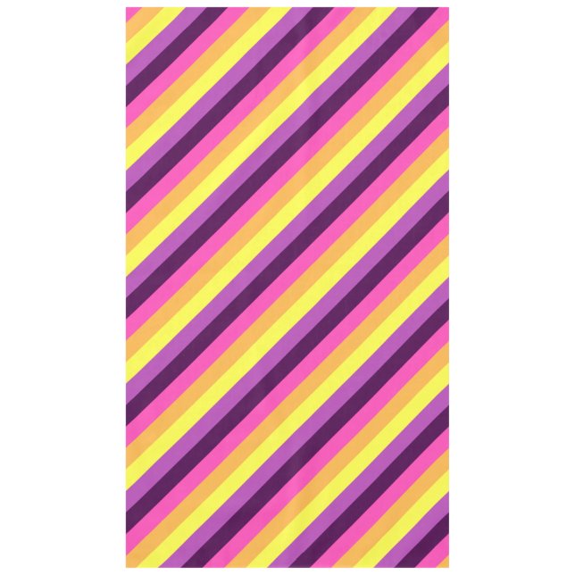 Pink Purple Retro Stripes Large Tablecloth (Front)