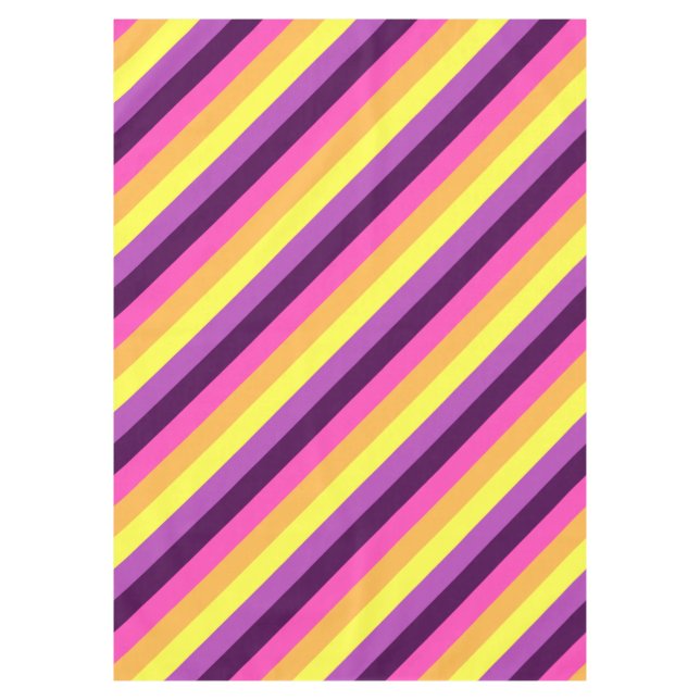 Pink Purple Retro Stripes Medium Tablecloth (Front)