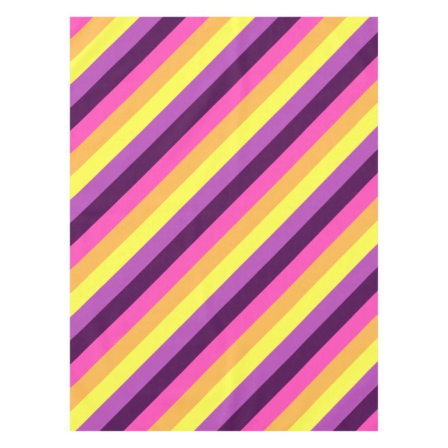 Pink Purple Retro Stripes Small Tablecloth (Front)