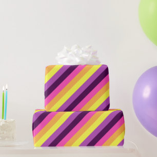 Pink Purple Retro Stripes Wrapping Paper