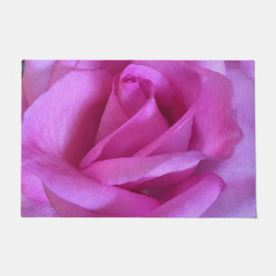 Pink purple rose flower close-up photo bold modern doormat