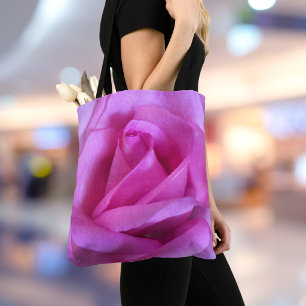 Pink purple rose flower photo bold modern simple tote bag