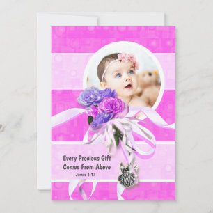 Pink purple rose flower silver angel photo invitation