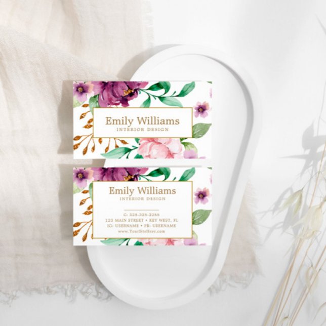 Pink & Purple Rose Flowers Business Card (Creator Uploaded)