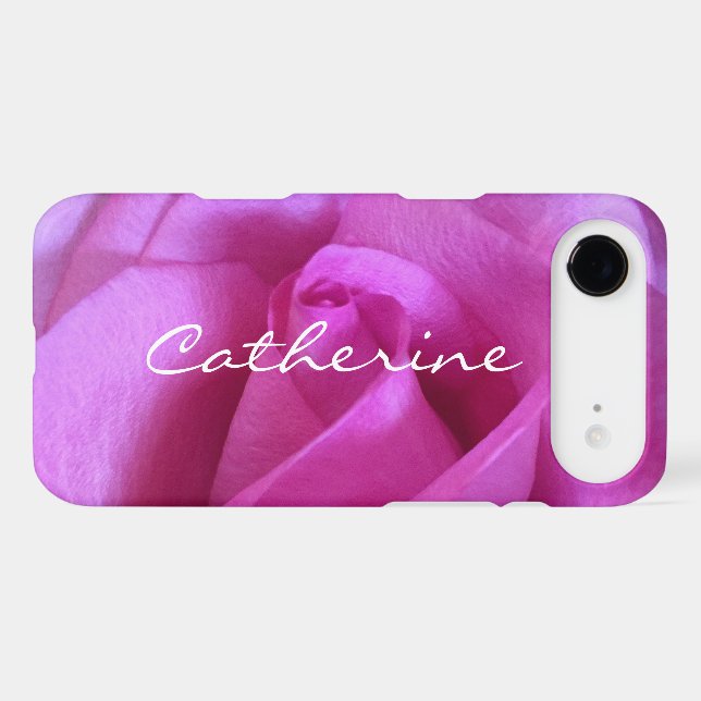 Pink Purple Rose Photo Custom Name Script Modern (Back (Horizontal))