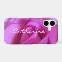 Pink Purple Rose Photo Monogram Name Script Modern