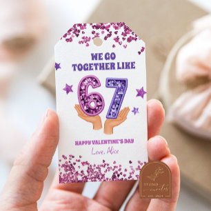 Pink purple sequins 67 shimmer valentine tag