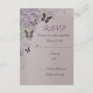 Pink & Purple Shimmer Butterfly Sweet 16 RSVP Card