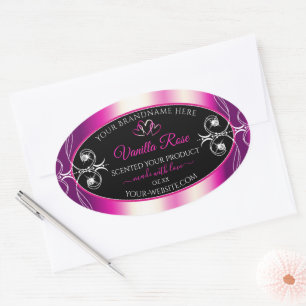 Pink Purple Shimmery Product Labels Diamonds Black