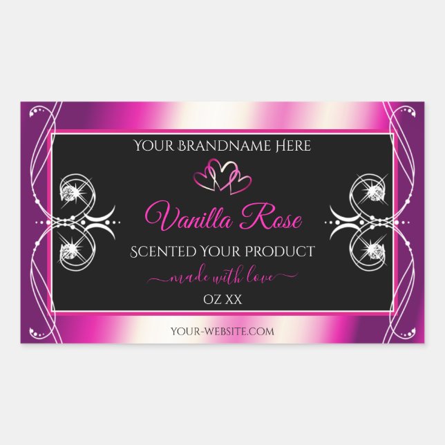 Pink Purple Shimmery Product Labels Diamonds Black (Front)