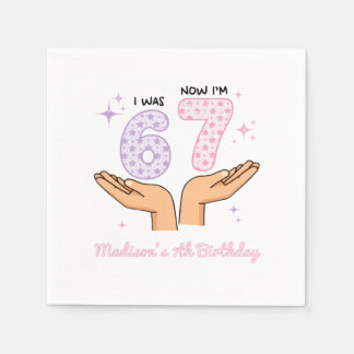 Pink Purple Six Seven Birthday Napkins