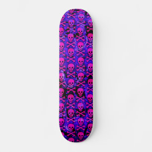Pink & Purple Skulls Skateboard Deck