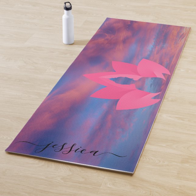 Pink Purple Sky Buddha Lotus Custom Yoga Mat (In Situ)