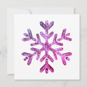 Pink Purple Snowflake Modern Elegant Christmas Holiday Card