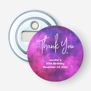 Pink & Purple Space & Stars Faux Galaxy Birthday Bottle Opener