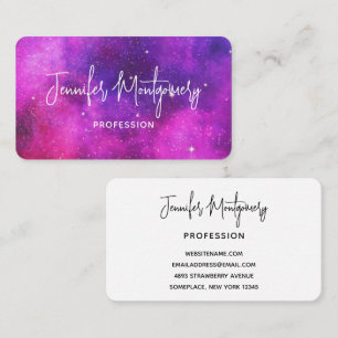 Pink & Purple Space & Stars Faux Galaxy Business Card