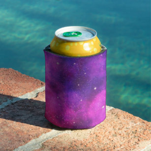 Pink & Purple Space & Stars Faux Galaxy Can Cooler