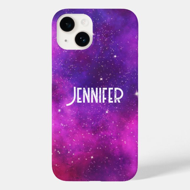 Pink & Purple Space & Stars Faux Galaxy Case-Mate iPhone Case (Back)
