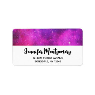 Pink & Purple Space & Stars Faux Galaxy Label