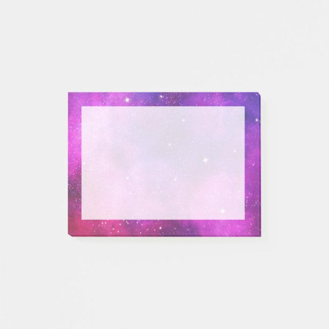 Pink & Purple Space & Stars Faux Galaxy Post-it Notes (Front)