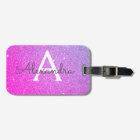 Pink - Purple Sparkle Glitter Monogram Name